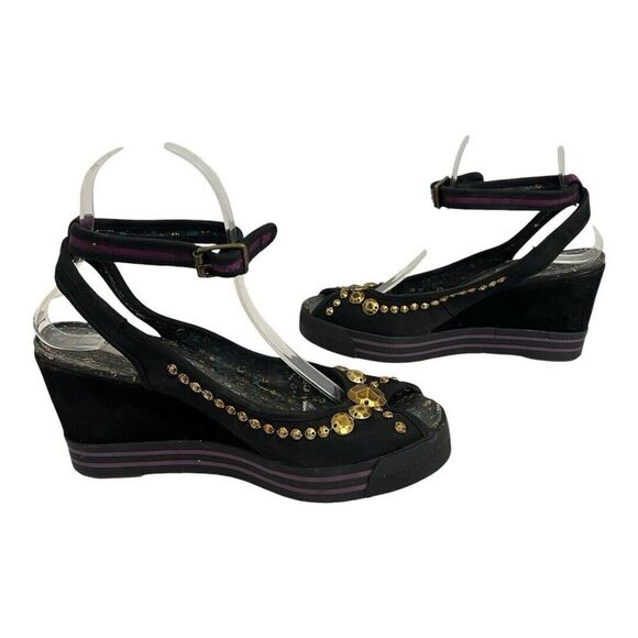 Nanette Lepore X Keds Wedge Womens Size 8 Slingback Peep Toe Sporty Shoes Stud - Picture 5 of 8